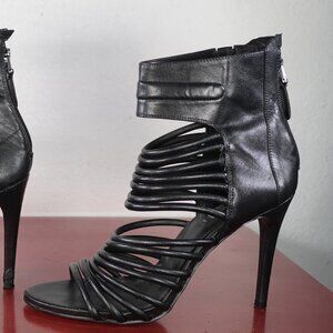 Women's Guess Black Leather High Heel Strap Fashion Shoes 10